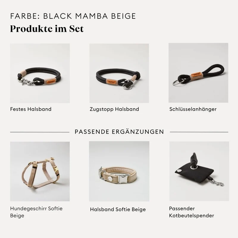 Tauleine Black Mamba BEIGE, 250 cm (Umhängeleine)