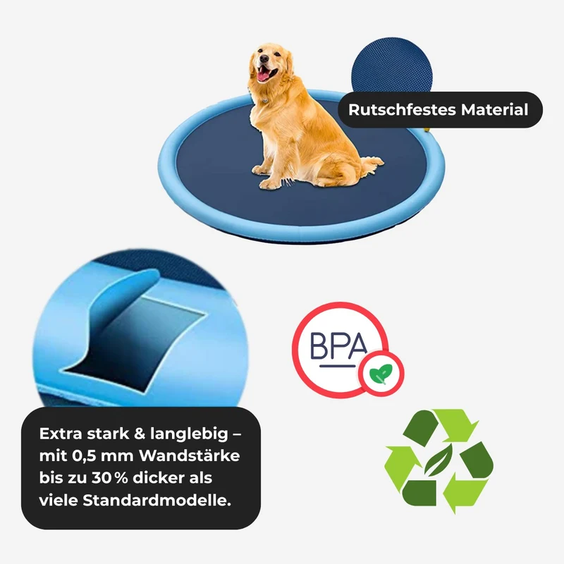 Hundepool mit Fontäne – rutschfest & bissfest – HUNDESCHATZ™