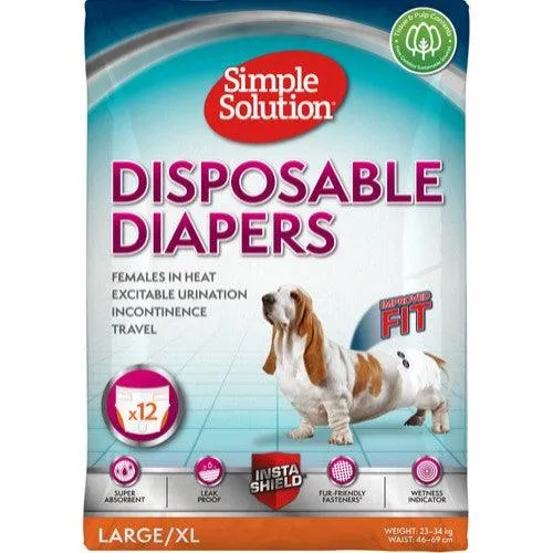 Simple Solution Einwegwindeln für Hündinnen, 12 Stück -L-XL