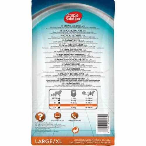 Simple Solution Einwegwindeln für Hündinnen, 12 Stück -L-XL