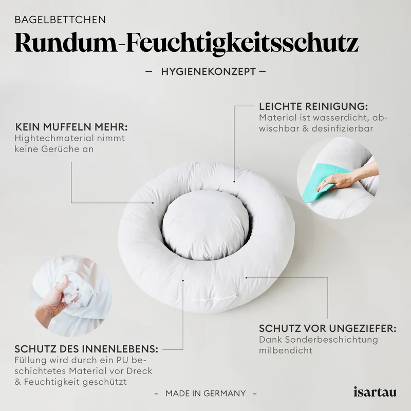 Hundebett rund, Bagelbettchen, Fell BEIGE