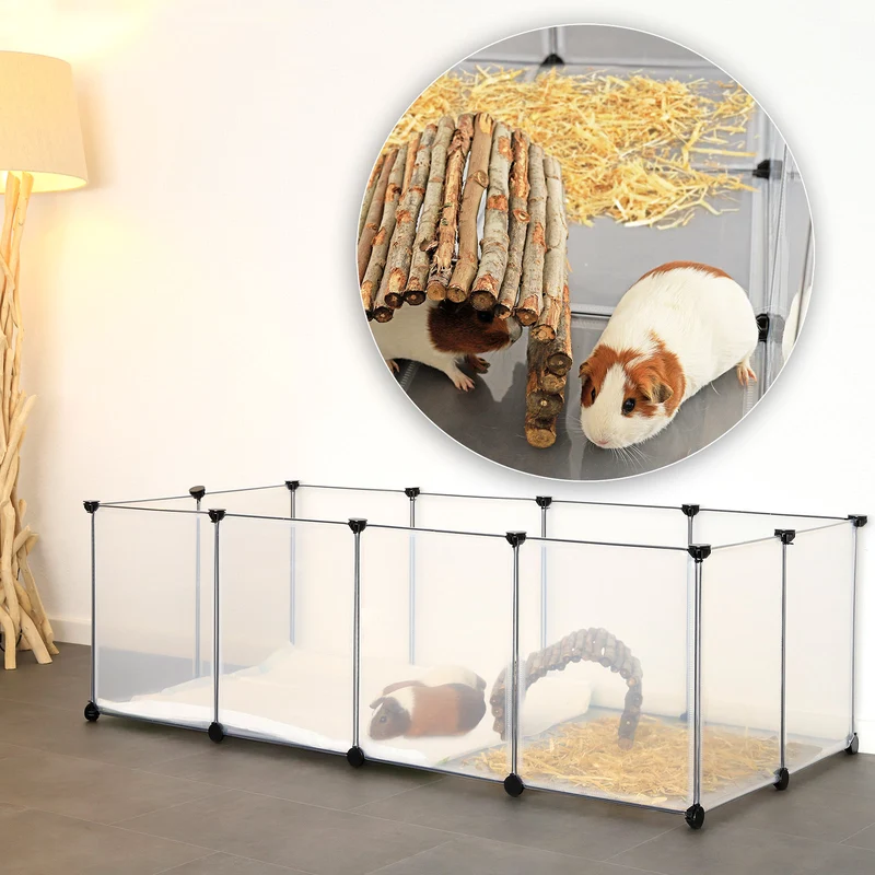 Erweiterbares Freigehege für Kleintiere aus Kunststoff mit Bodenplatten