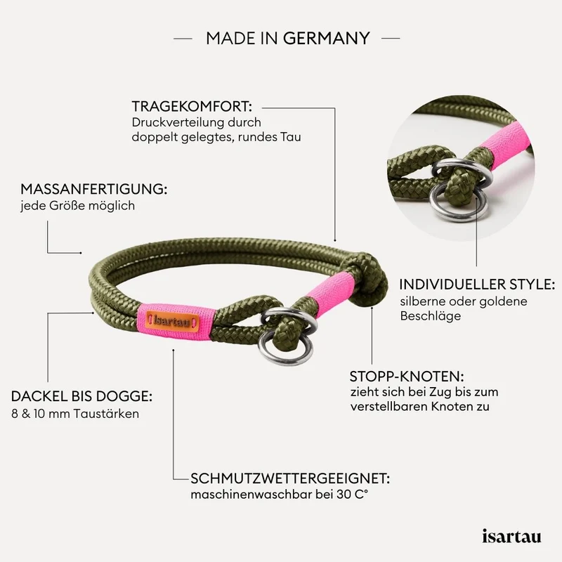 Zugstopp-Halsband Olive Grove NEONPINK