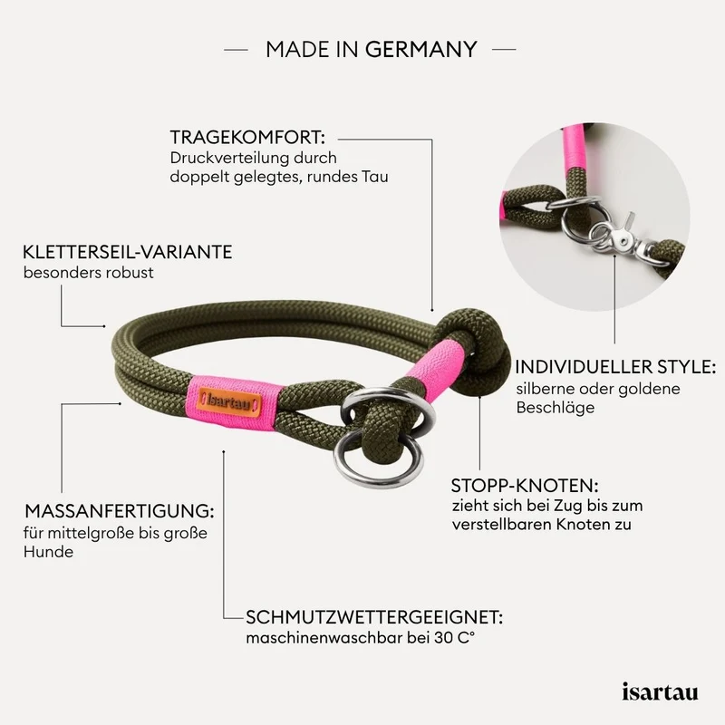 Zugstopp-Halsband Olive Grove NEONPINK