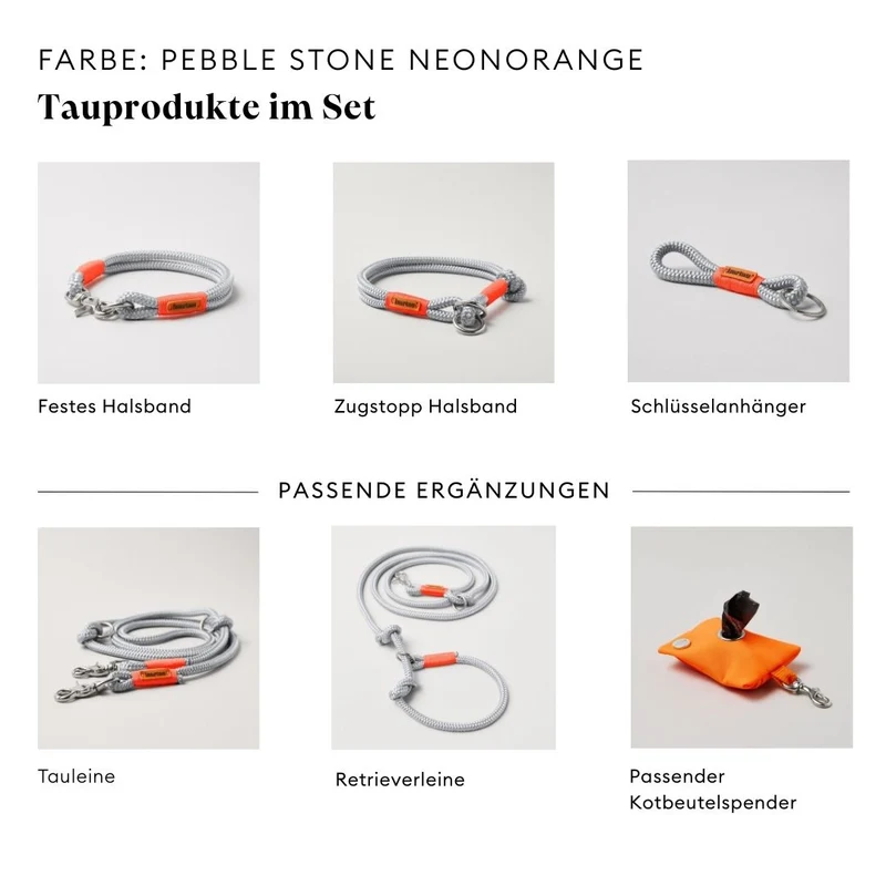 Zugstopp-Halsband Pebble Stone NEONORANGE