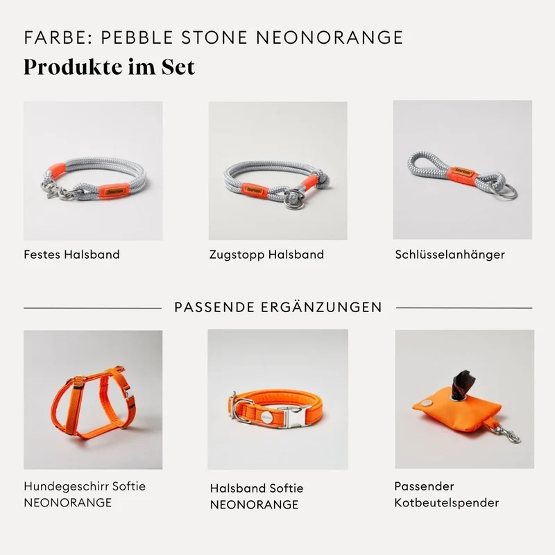 Zugstopp-Halsband Pebble Stone NEONORANGE