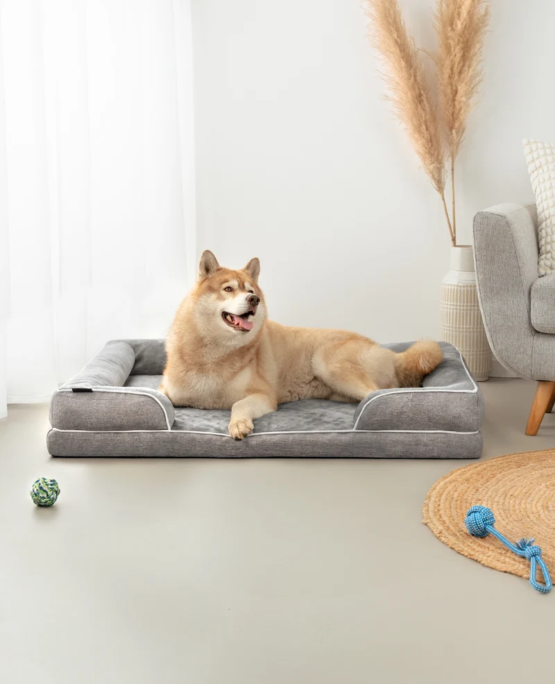 Orthopädisches Hundebett mit erhöhtem Rand, rutschfest
