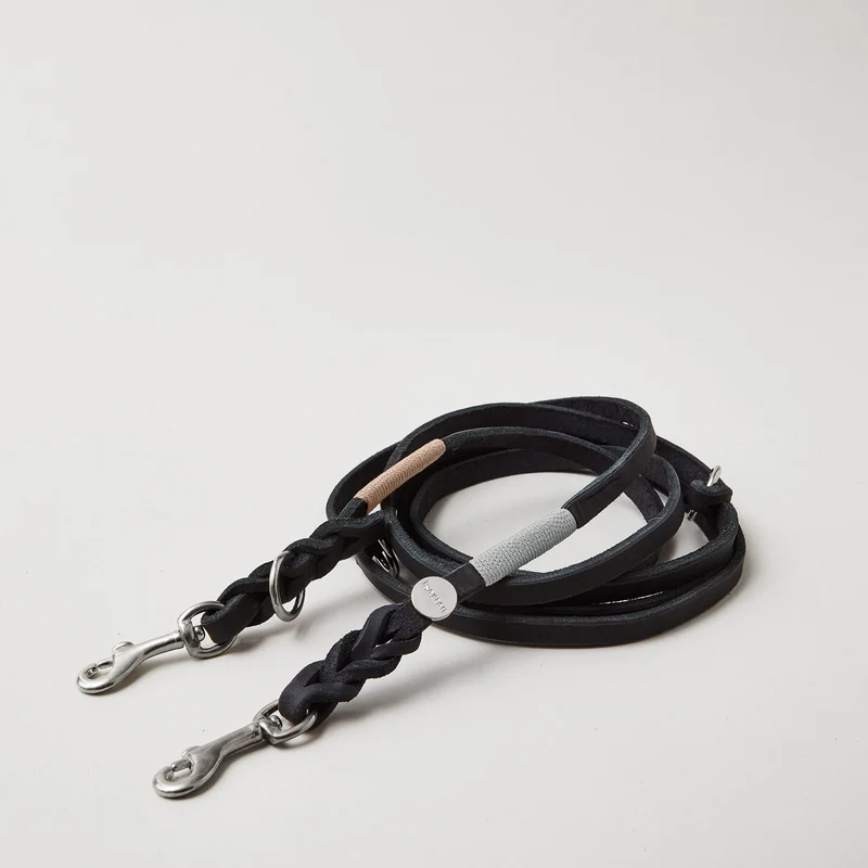 Lederleine SPORTY 190 cm, SCHWARZ (Standard Leine)