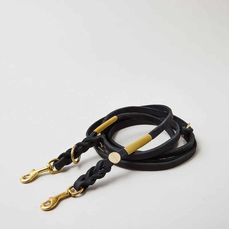 Lederleine SPORTY 190 cm, SCHWARZ (Standard Leine)