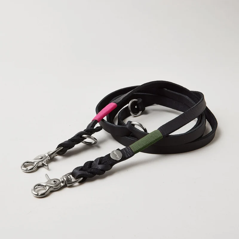 Lederleine SPORTY 190 cm, SCHWARZ (Standard Leine)