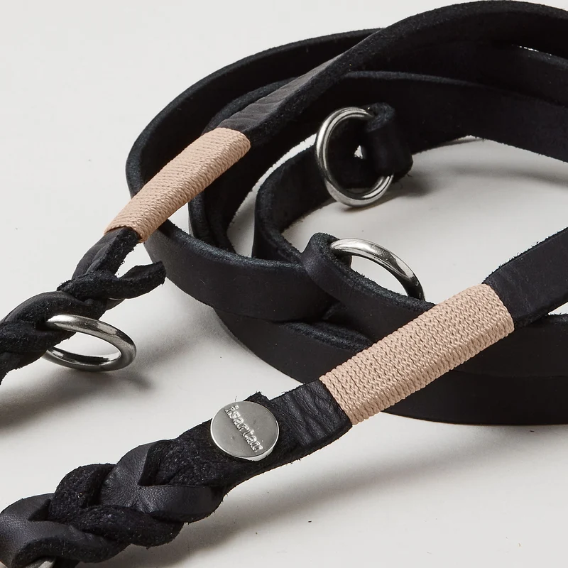 Lederleine SPORTY 190 cm, SCHWARZ (Standard Leine)