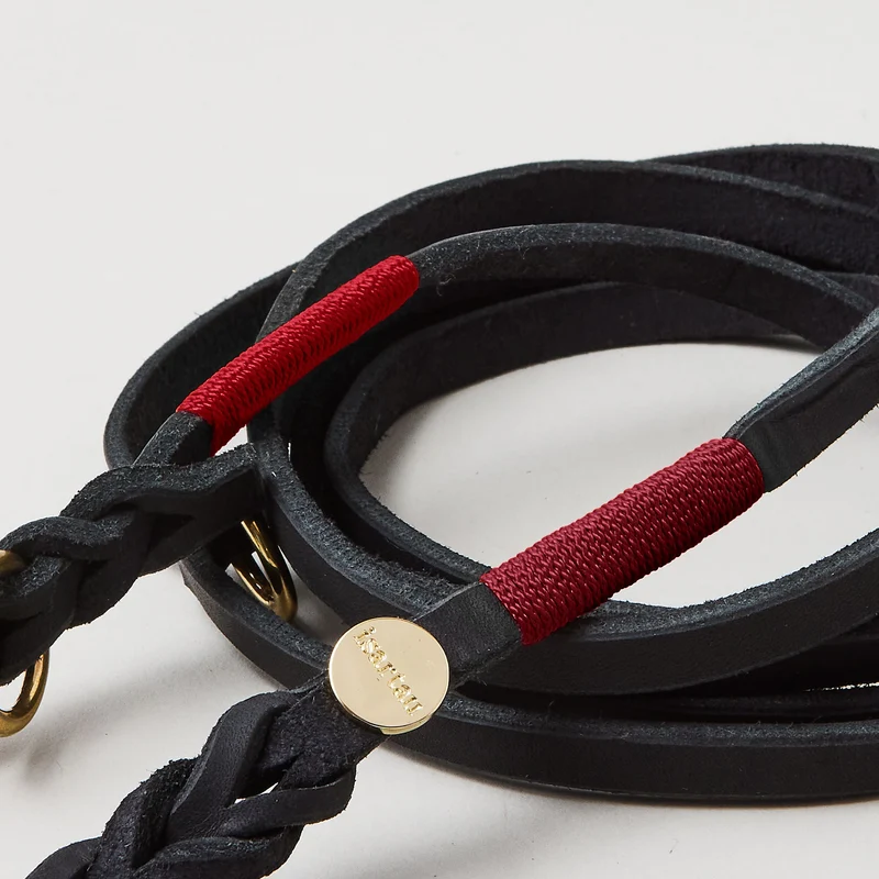 Lederleine SPORTY 190 cm, SCHWARZ (Standard Leine)