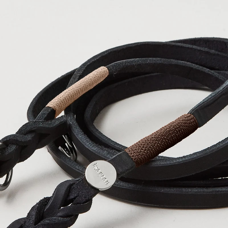 Lederleine SPORTY 190 cm, SCHWARZ (Standard Leine)