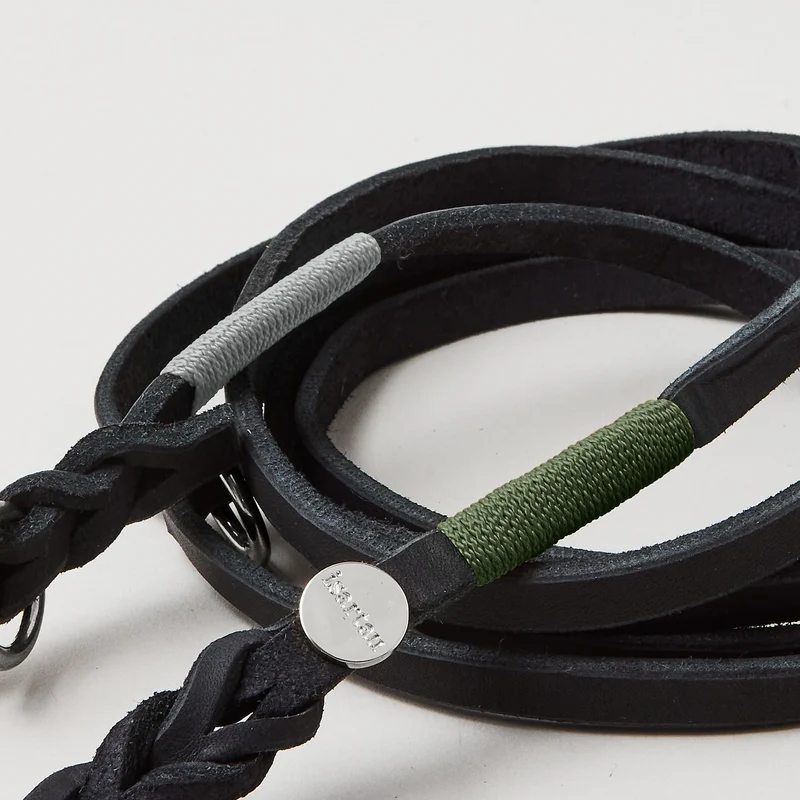 Lederleine SPORTY 190 cm, SCHWARZ (Standard Leine)