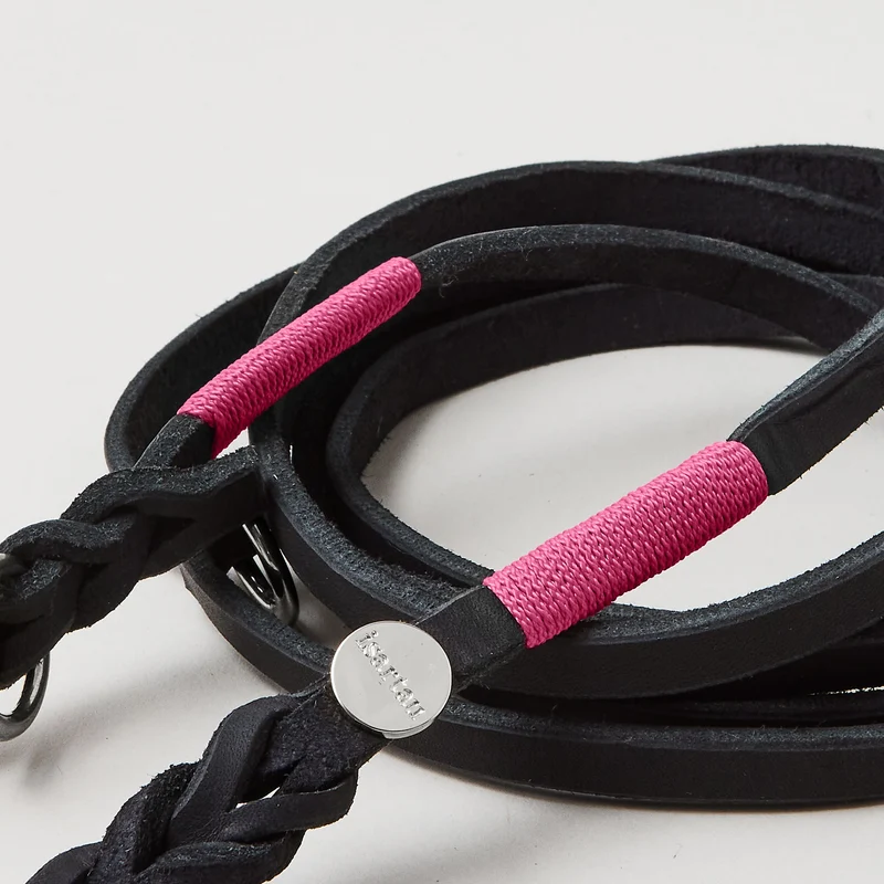 Lederleine SPORTY 190 cm, SCHWARZ (Standard Leine)