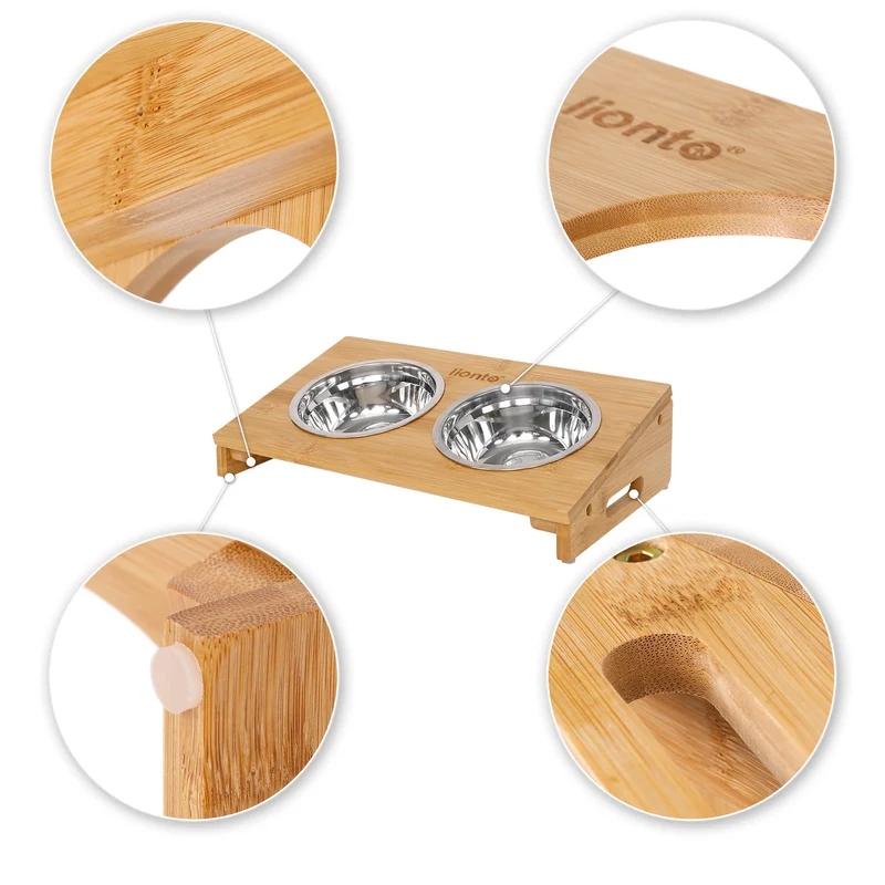 Erhöhter Hundenapf mit Bambusgestell