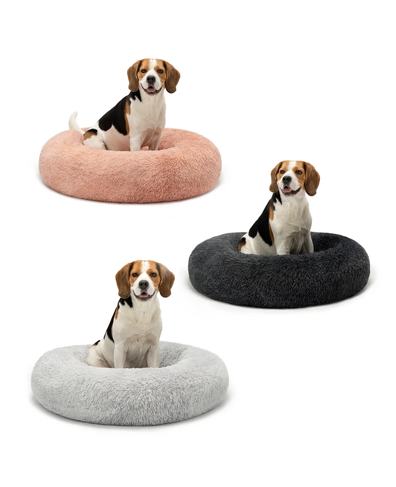 Rundes Hundebett in Donutform aus Plüsch