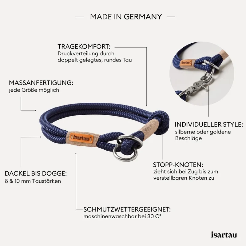 Zugstopp-Halsband Indigo Sea BEIGE