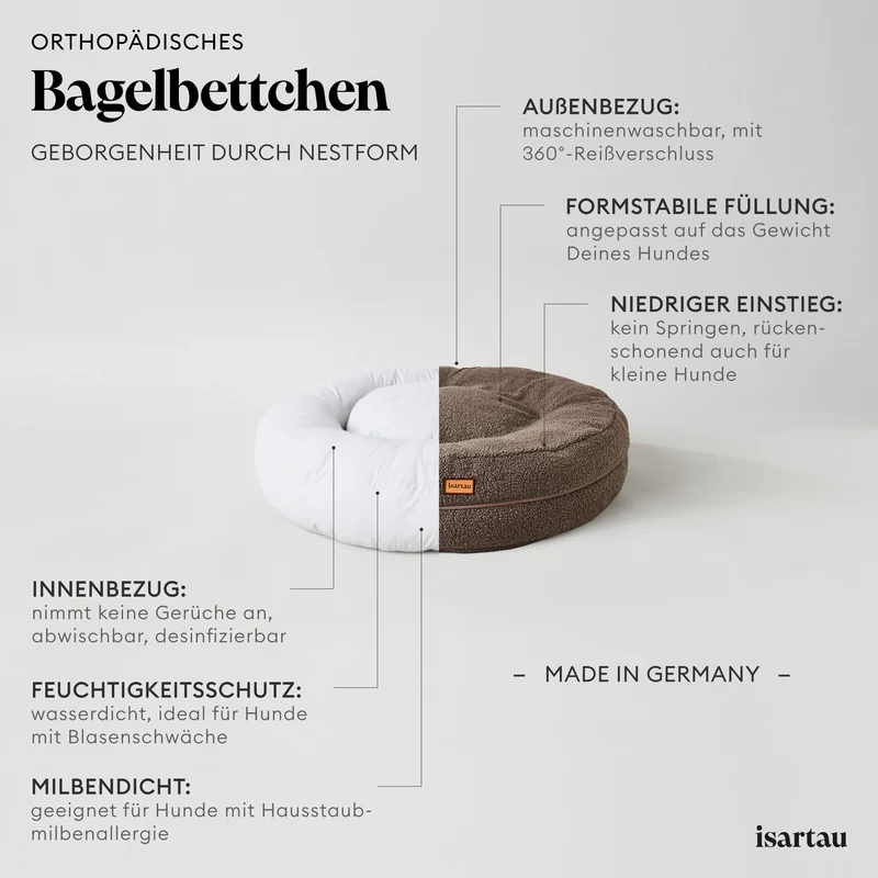 Hundebett rund, Bagelbettchen, Fell BEIGE