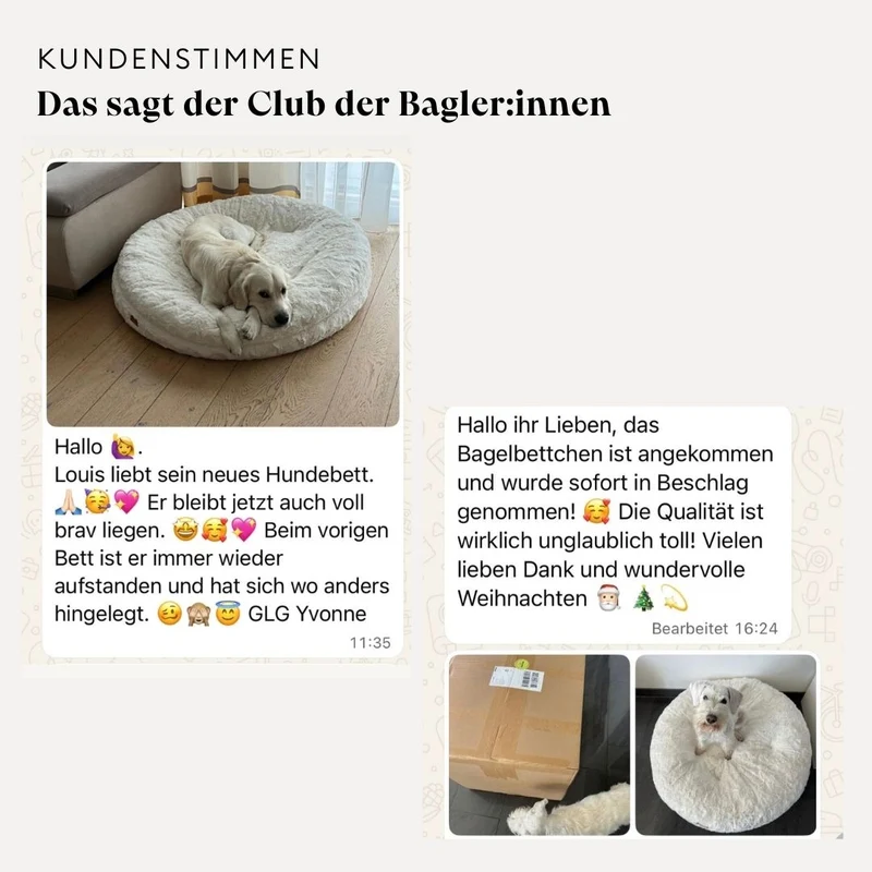 Hundebett rund, Bagelbettchen, Fell BEIGE