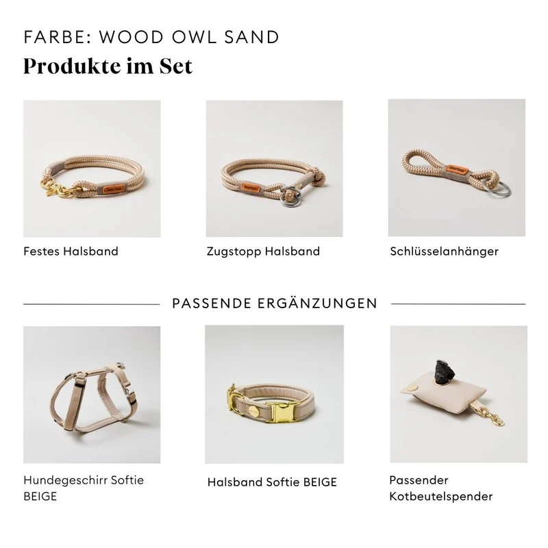 Festes Halsband Wood Owl SAND