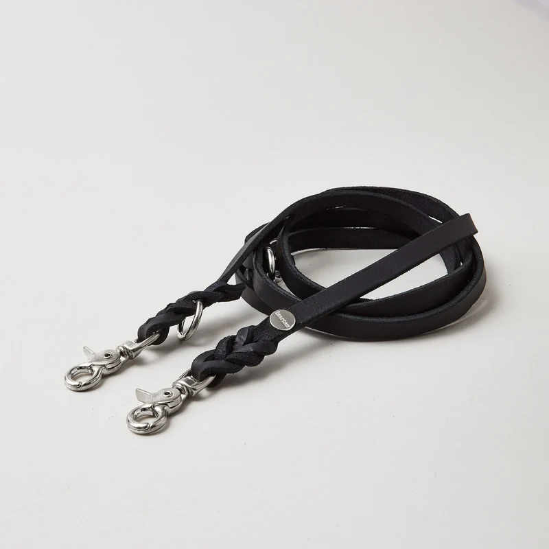 Lederleine PURE 190 cm, SCHWARZ (Standard Leine)