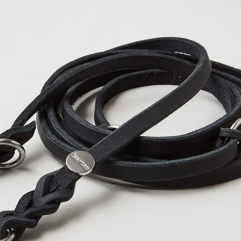 Lederleine PURE 190 cm, SCHWARZ (Standard Leine)