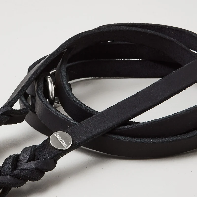 Lederleine PURE 190 cm, SCHWARZ (Standard Leine)