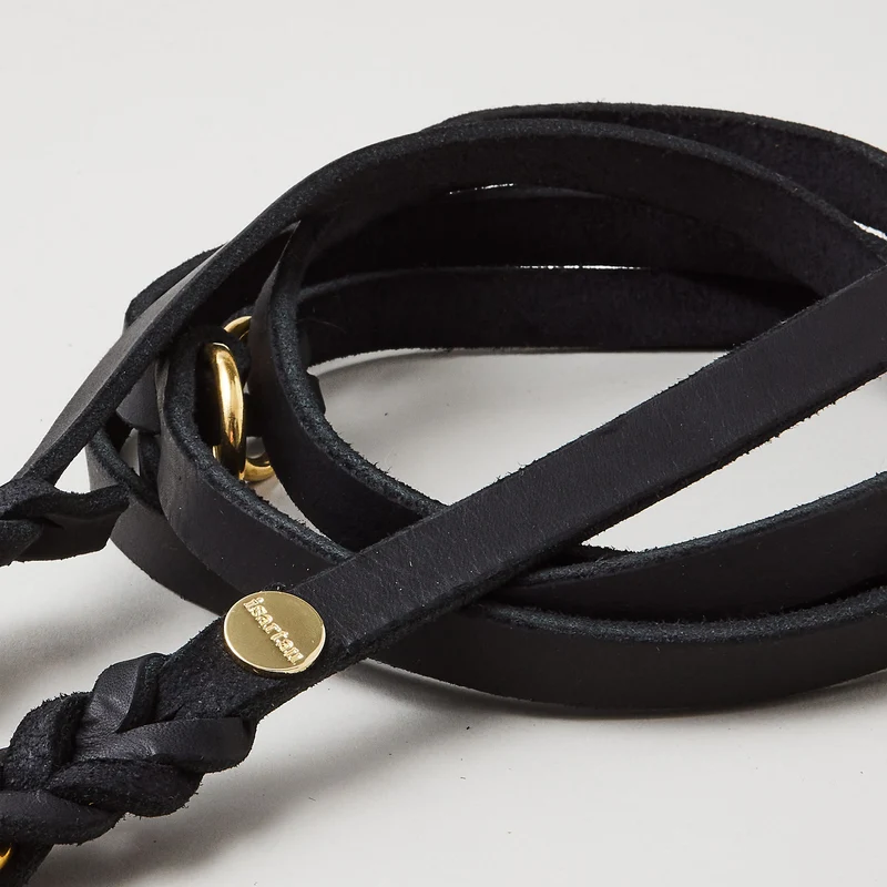 Lederleine PURE 190 cm, SCHWARZ (Standard Leine)