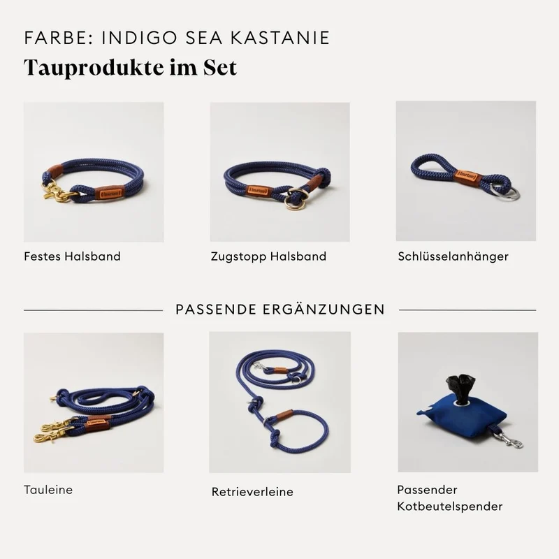 Zugstopp-Halsband Indigo Sea Kastanie