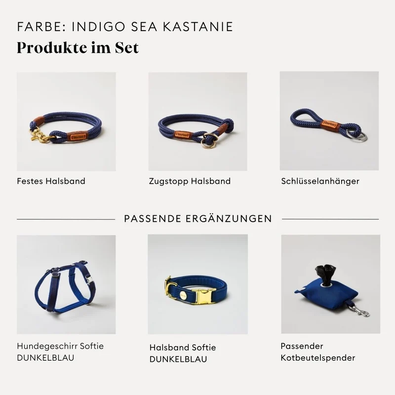 Zugstopp-Halsband Indigo Sea Kastanie