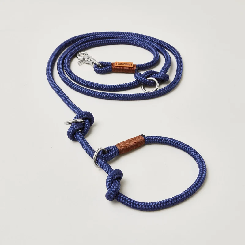 Tau-Retrieverleine Indigo Sea Kastanie, 190 cm (integrierte Halsung)