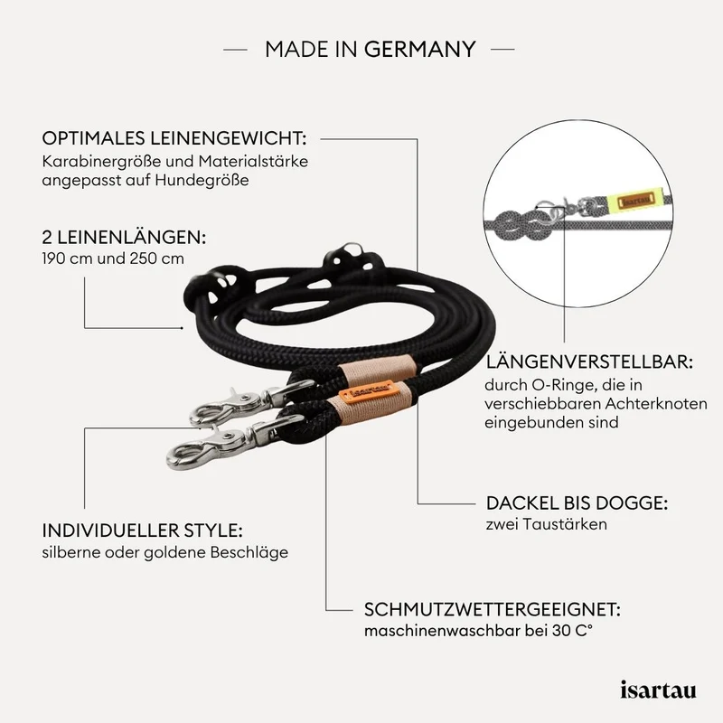 Tauleine Black Mamba BEIGE, 250 cm (Umhängeleine)