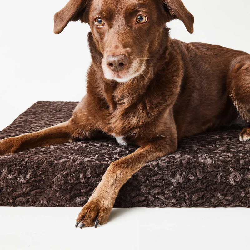 Hundematte eckig, Ortho, Fell KAFFEE