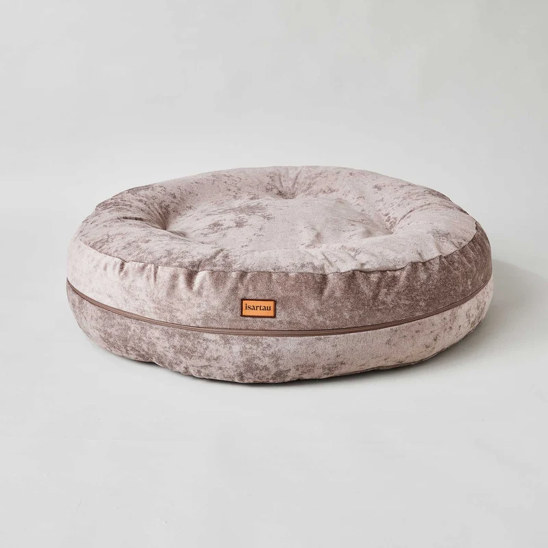 Hundebett rund, Bagelbettchen, Velours TAUPE