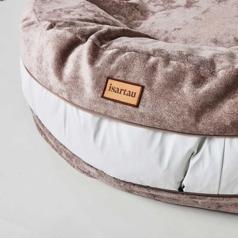 Hundebett rund, Bagelbettchen, Velours TAUPE