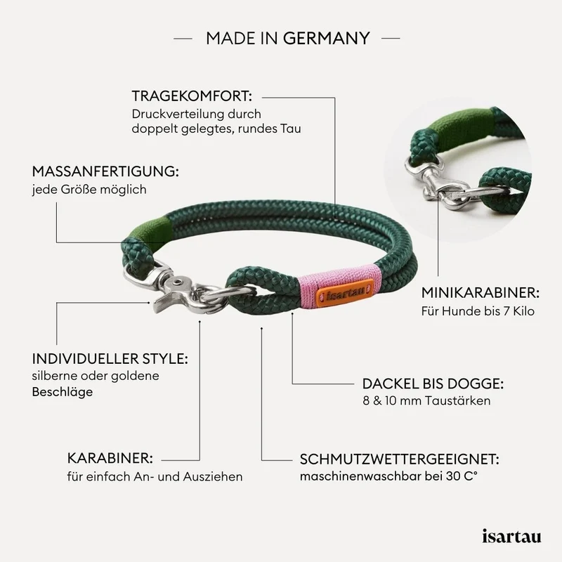 Festes Halsband Evergreen ROSE-GRÜN
