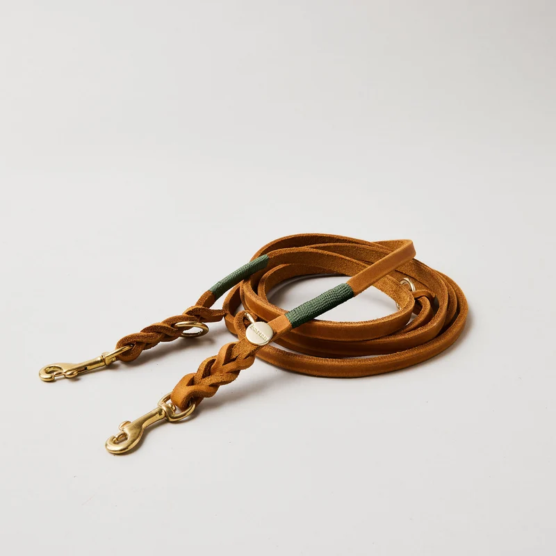 Lederleine SPORTY 190 cm, COGNAC (Standard Leine)