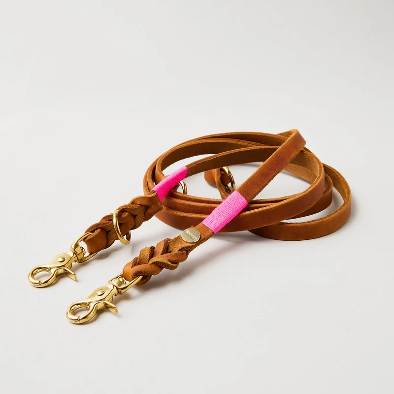 Lederleine SPORTY 190 cm, COGNAC (Standard Leine)