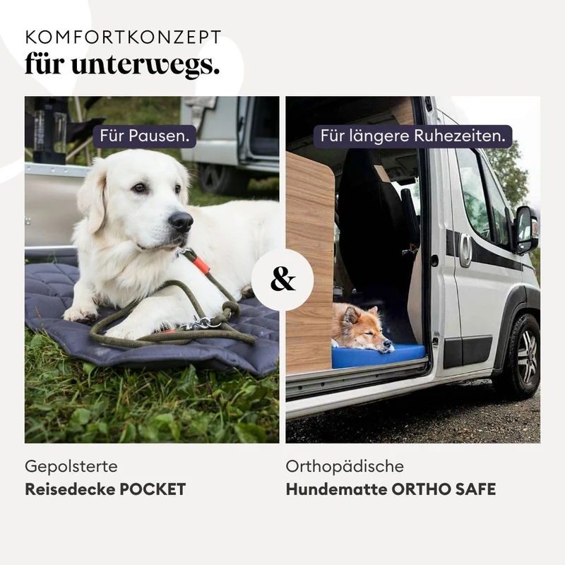 2-in-1 Hunde-Reisedecke Pocket GRAU, 100×75 cm