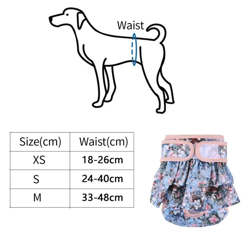 Thicken Dog Diapers Female Adjustable Reusable Washable Diapers Dog For Small Middle Flower pattern Dog clothes Pet supplies