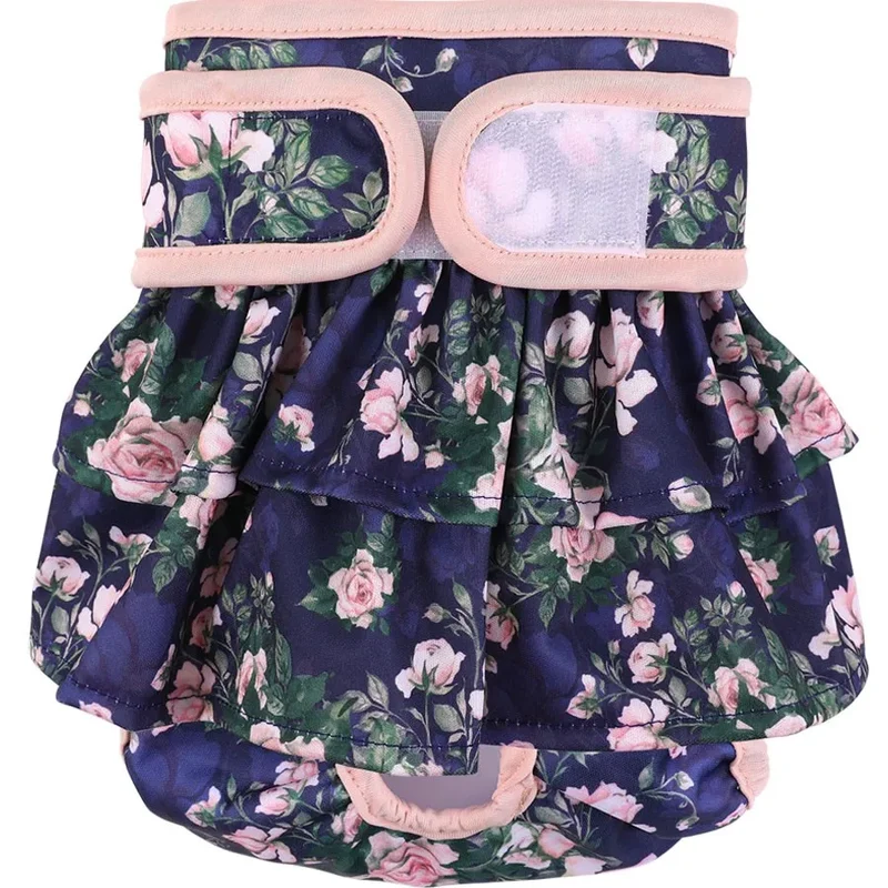 Thicken Dog Diapers Female Adjustable Reusable Washable Diapers Dog For Small Middle Flower pattern Dog clothes Pet supplies