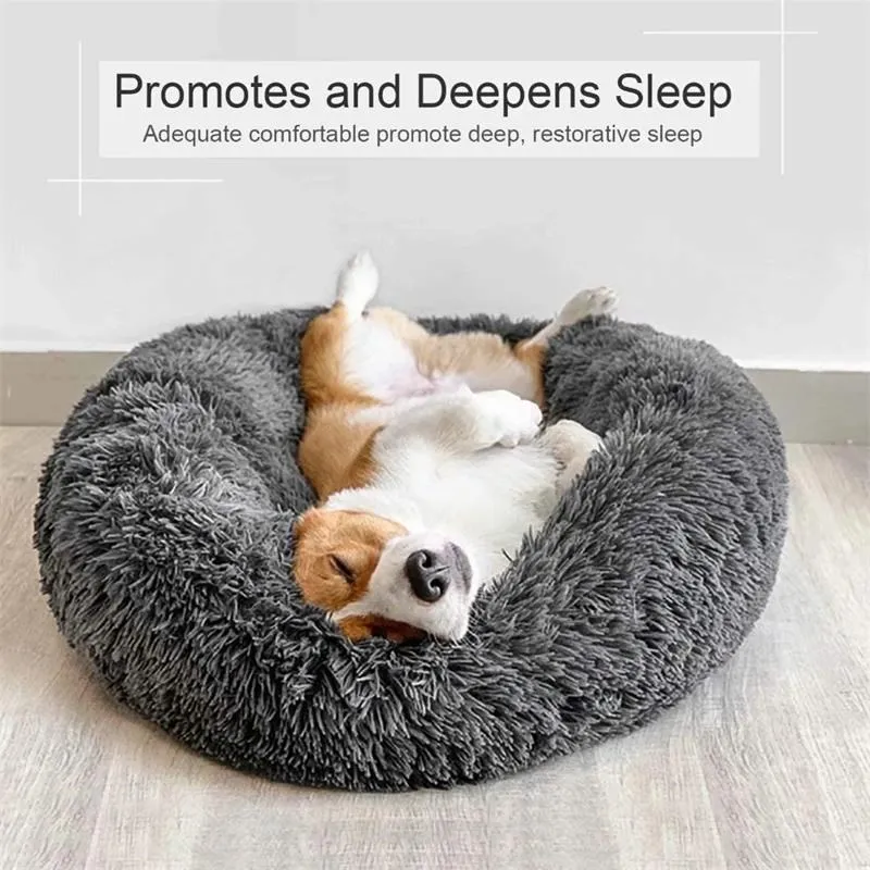 Long Plush Pet Dog Bed Super Soft Round Dog Kennel Winter Warm Dogs Cat Bed Comfortable Cushion for Small Medium Large dog