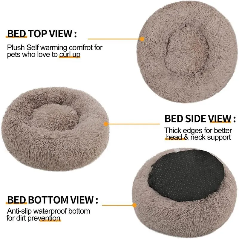 Long Plush Pet Dog Bed Super Soft Round Dog Kennel Winter Warm Dogs Cat Bed Comfortable Cushion for Small Medium Large dog