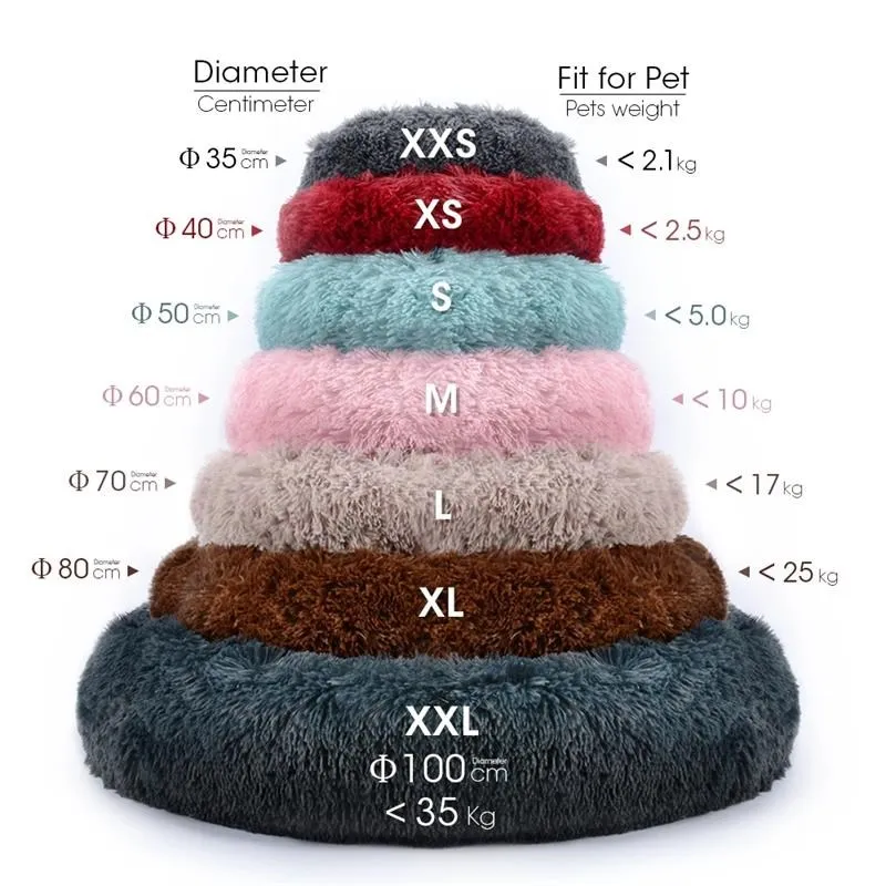 Long Plush Pet Dog Bed Super Soft Round Dog Kennel Winter Warm Dogs Cat Bed Comfortable Cushion for Small Medium Large dog