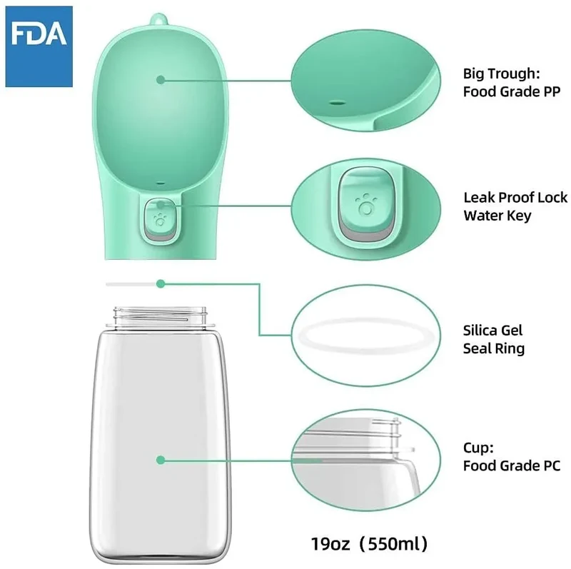 Portable Dog Water Bottle Pet Drinker Leak Proof Dog Bowl Outdoor Large Small Dogs Cat Travel Drinking Bowls Water Dispenser