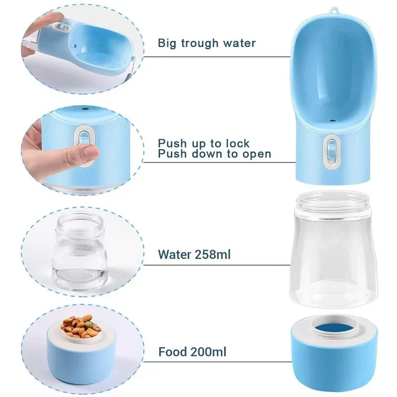 458ml Dog Water Bottle Portable Travel Pet Drinking Container Outdoor Pets Puppy Chihuahua Food Feeder Bowl Water Dispenser