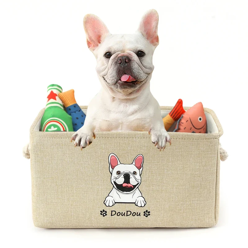 TEST Personalized Dog Toy Basket Free Print Dog Cat Image Name Pet Storage Box for Toy Clothes Organizer Pet Dog Accessories supplies-Ship USPS