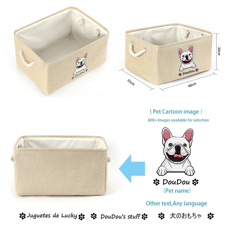 TEST Personalized Dog Toy Basket Free Print Dog Cat Image Name Pet Storage Box for Toy Clothes Organizer Pet Dog Accessories supplies-Ship USPS