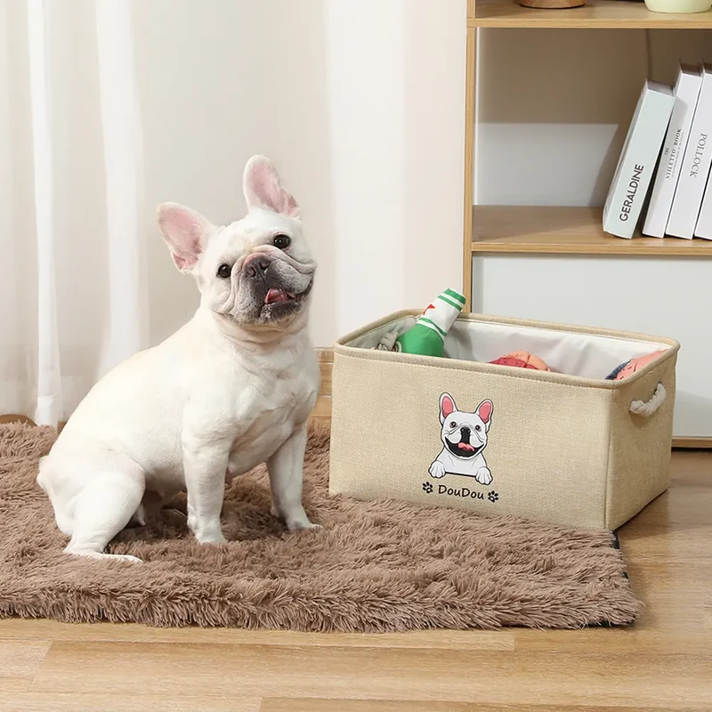 TEST Personalized Dog Toy Basket Free Print Dog Cat Image Name Pet Storage Box for Toy Clothes Organizer Pet Dog Accessories supplies-Ship USPS